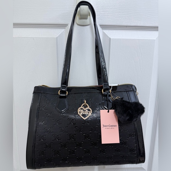 NWT Juicy Couture “Simply Perfect” Tote in Liquorice (Black) w/ Heart Charm - Picture 1 of 6